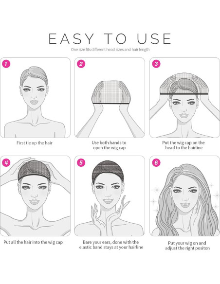 FANDAMEI Tapa de Peluca de Nylon 4 Piezas Color Negro