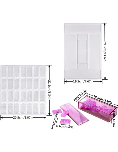 Kit de Moldes de Silicona Accfore para Dominó y Caja DIY