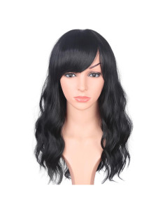Peluca Sintética Ondulada Larga SYMEIW 40 cm Negro Natural