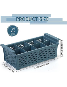 Canasta de Cubiertos Yungyan 2 Pcs 8 Compartimentos Azul 2