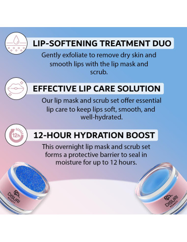 Conjunto de Mascarilla y Exfoliante Labial DISURI Arándano 30ml