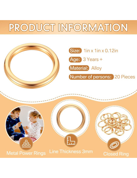 Anillos Dorados Chalyna 20 Pcs para Manualidades DIY