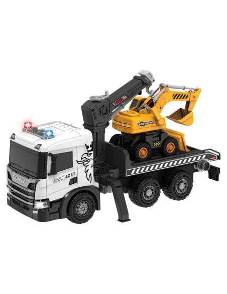 Camión de Remolque Scania con Grúa y Excavadora 48 cm