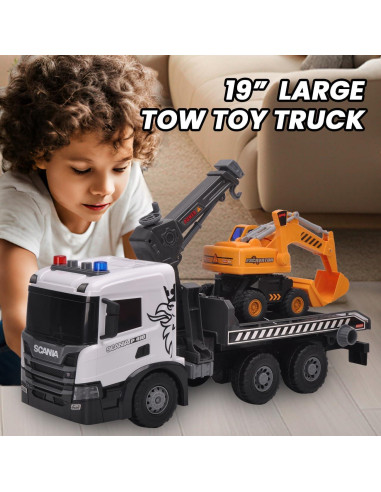 Camión de Remolque Scania con Grúa y Excavadora 48 cm