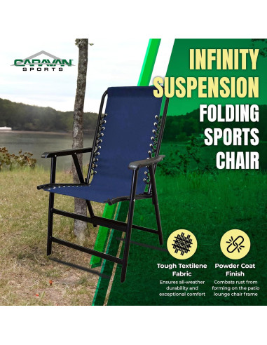 Silla Plegable Deportiva Caravan Azul con Suspensión Doble Bungee