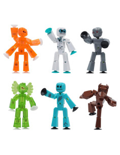 Set de 6 Figuras Stikbot Hombre Lobo y Cyborg - Juguete Creativo