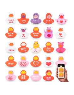 Patos de Goma Temáticos de San Valentín Happy Duckers - 24 Piezas