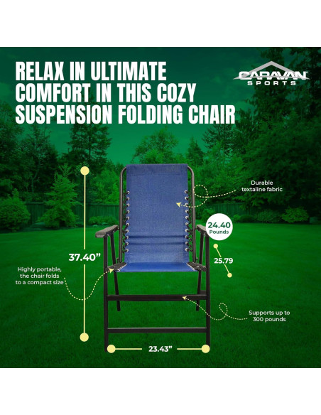 Silla Plegable Deportiva Caravan Azul con Suspensión Doble Bungee