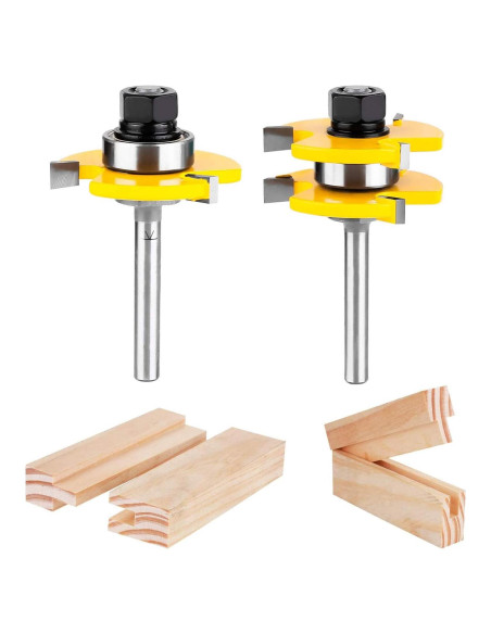 KOWOOD Juego de Fresas de Router 2 Piezas 1/4" (0,64 cm)