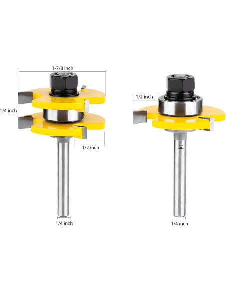 KOWOOD Juego de Fresas de Router 2 Piezas 1/4" (0,64 cm)