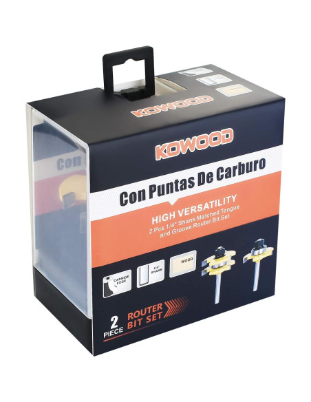 KOWOOD Juego de Fresas de Router 2 Piezas 1/4" (0,64 cm)