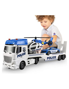 Camión de Policía Dwi Dowellin 65 cm con Coche y Helicóptero