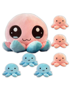 Peluche de Pulpo BelugaDesign | Paquete de 7 Rosa y Azul