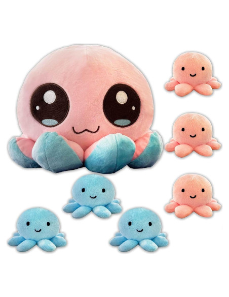 Peluche de Pulpo BelugaDesign | Paquete de 7 Rosa y Azul
