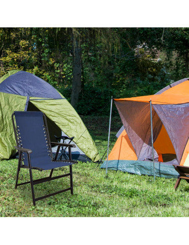 Silla Plegable Deportiva Caravan Azul con Suspensión Doble Bungee