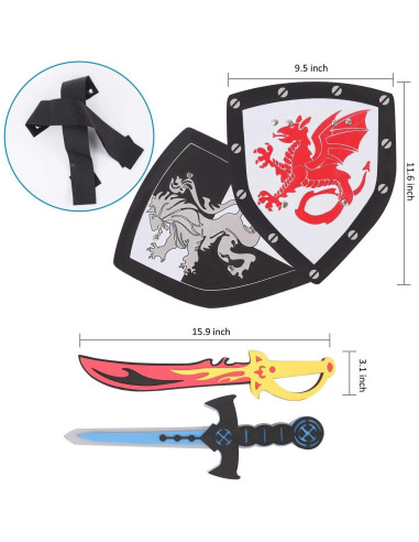 Conjunto Espada y Escudo de Espuma Liberty Imports 4 Pcs