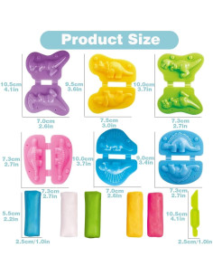 Set de 6 Moldes de Dinosaurios Yiklucg con 5 Arcillas 2