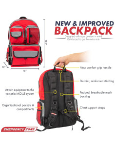 Mochila Urbana Zona de Emergencia 48L Roja y Gris 2