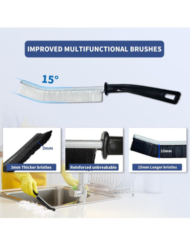 3 Cepillos de Limpieza Miccilot - Mango Largo y Cerdas Firmes