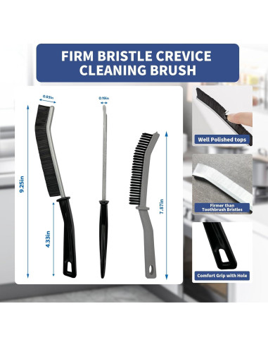 3 Cepillos de Limpieza Miccilot - Mango Largo y Cerdas Firmes