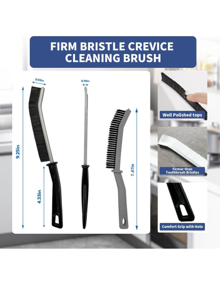 3 Cepillos de Limpieza Miccilot - Mango Largo y Cerdas Firmes