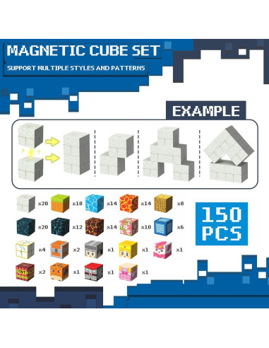 Bloques Magnéticos Dcwunk 150 Piezas Juguetes STEM 3-13 Años