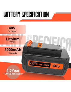 2 Baterías de Litio 40V Black and Decker LBX2540 Rojo 2