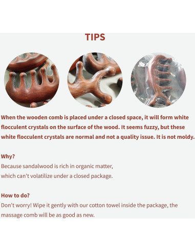 Peine de Masaje de Sándalo Waakuum para Acupresión