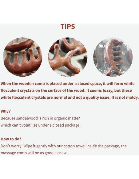 Peine de Masaje de Sándalo Waakuum para Acupresión