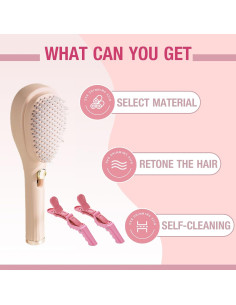 Cepillo de Pelo Autolimpiante JIANGLAI Beige Telescópico 2