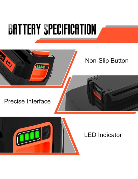 2 Baterías de Litio 40V Black and Decker LBX2540 Rojo