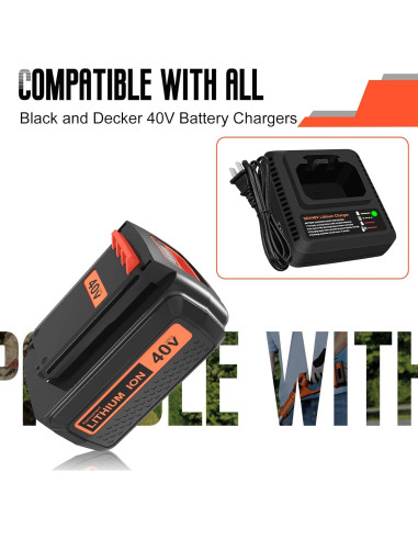 2 Baterías de Litio 40V Black and Decker LBX2540 Rojo