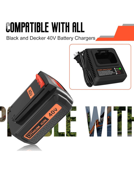 2 Baterías de Litio 40V Black and Decker LBX2540 Rojo
