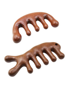 Peine Masajeador de Madera Sándalo 2 Piezas Antiestático