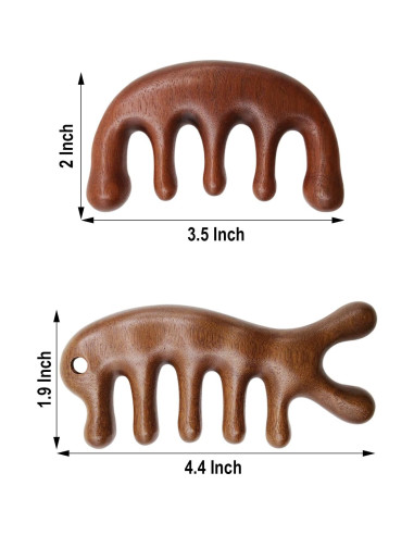 Peine Masajeador de Madera Sándalo 2 Piezas Antiestático