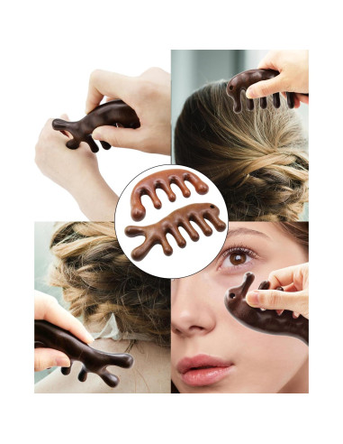 Peine Masajeador de Madera Sándalo 2 Piezas Antiestático