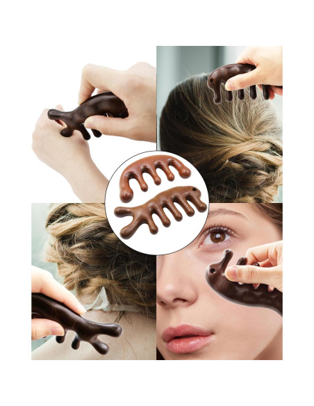 Peine Masajeador de Madera Sándalo 2 Piezas Antiestático