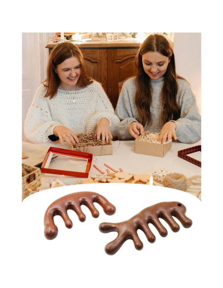 Peine Masajeador de Madera Sándalo 2 Piezas Antiestático