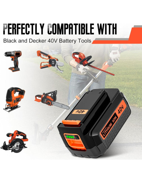 2 Baterías de Litio 40V Black and Decker LBX2540 Rojo