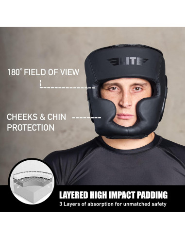 Casco de Boxeo Elite Sports Ajustable para MMA y Kickboxing