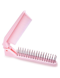 Cepillo de Pelo Mini Portátil RHOS Doble Cabeza Rosa