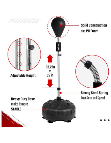 Saco de Boxeo Yes4All con Soporte Ajustable y Bola Reflexiva