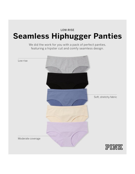 Bragas hipster sin costuras Victoria's Secret PINK (M) 5 piezas