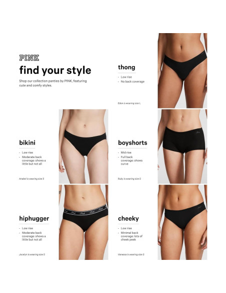 Bragas hipster sin costuras Victoria's Secret PINK (M) 5 piezas