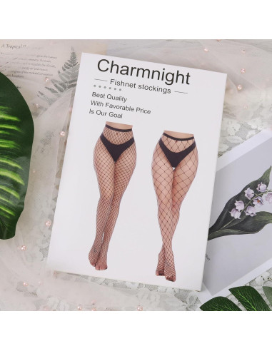 Charmnight Medias de Cintura Alta para Mujeres - Red de Pesca
