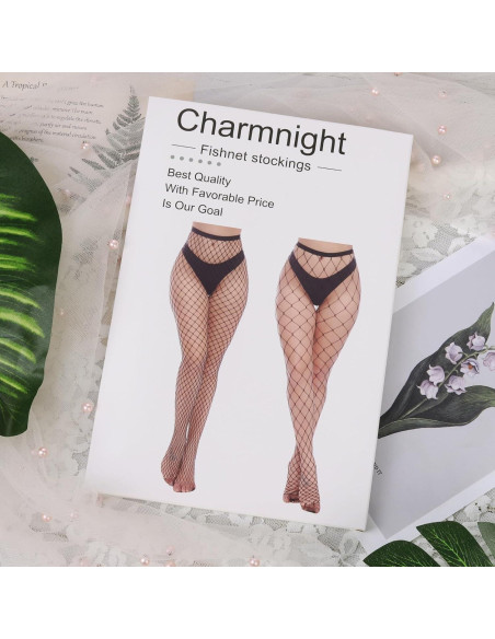 Charmnight Medias de Cintura Alta para Mujeres - Red de Pesca