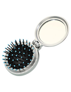 Cepillo de pelo plegable 1st Choice con espejo plata