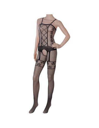 Fengek 3 Piezas Bodysuits Mallas Lencería Mujeres Negro