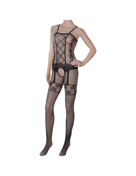 Fengek 3 Piezas Bodysuits Mallas Lencería Mujeres Negro