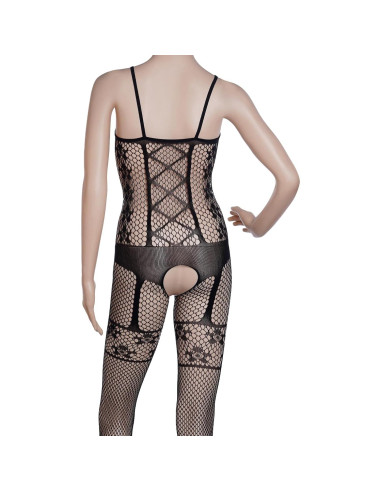 Fengek 3 Piezas Bodysuits Mallas Lencería Mujeres Negro